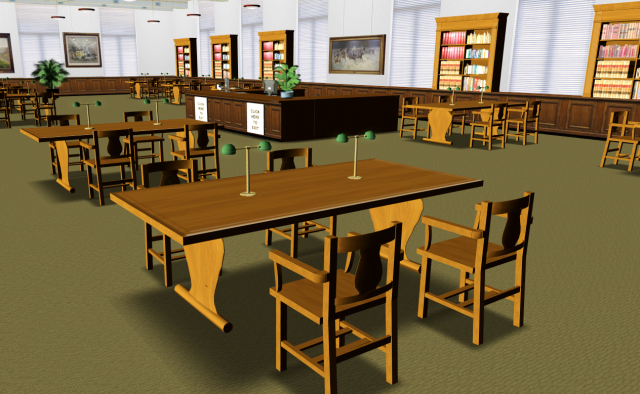 The Cushing Memorial Library reading room, a replication